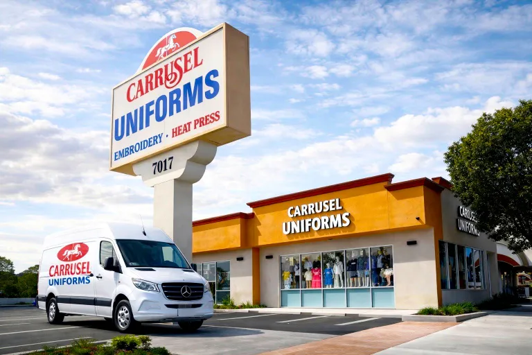 Carrusel Uniforms storefront in Huntington Park, California