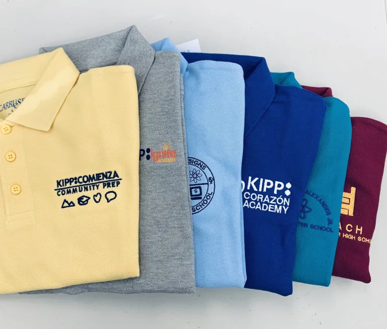 School uniform shirts with custom embroidery by Carrusel Uniforms