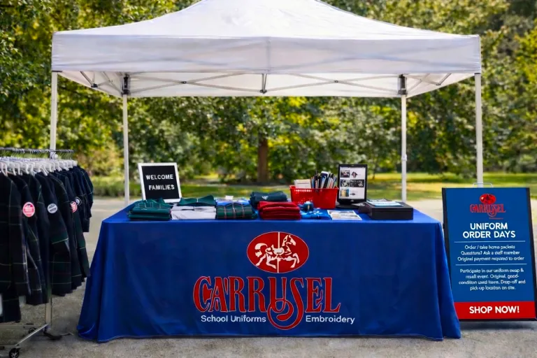 Carrusel Uniforms at a school uniform sale day